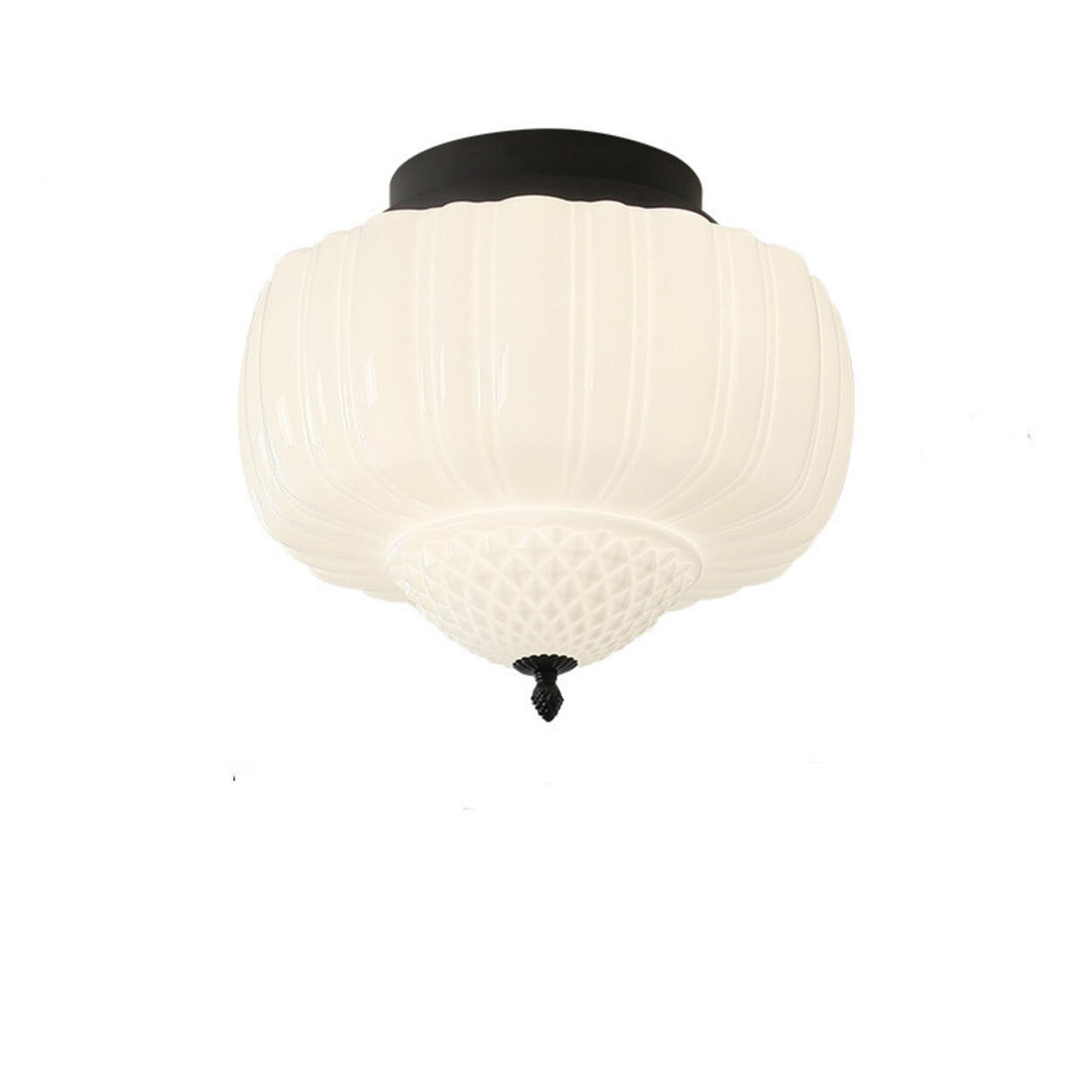 Modern Milky Yellow Drum Flush Mount Ceiling Light Image - 5