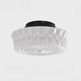 Modern Milky Yellow Drum Flush Mount Ceiling Light Image - 8