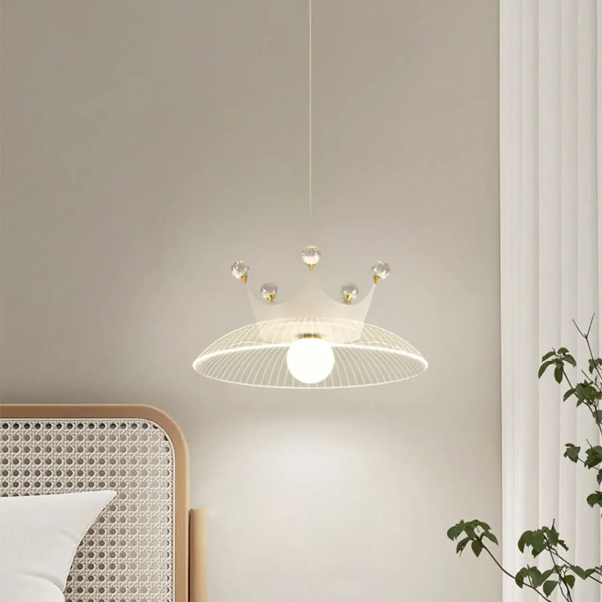 Modern Mini Acrylic Pendant Light Crown Dome Dining Room Image - 1