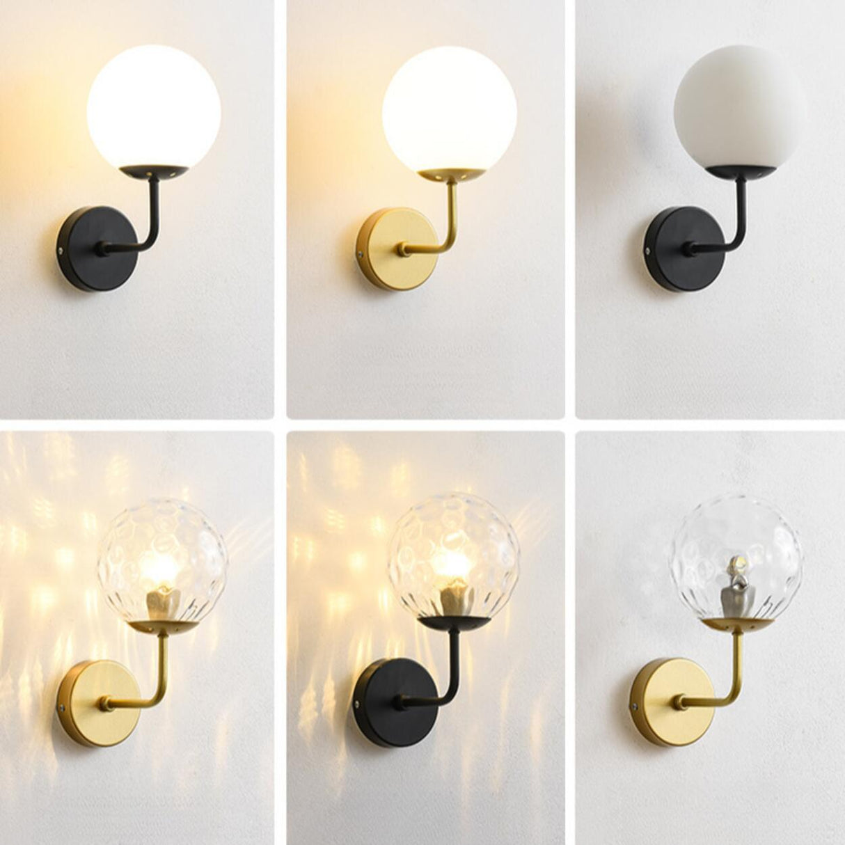 Modern Mini Black Globe LED Metal Wall Sconce Image - 15