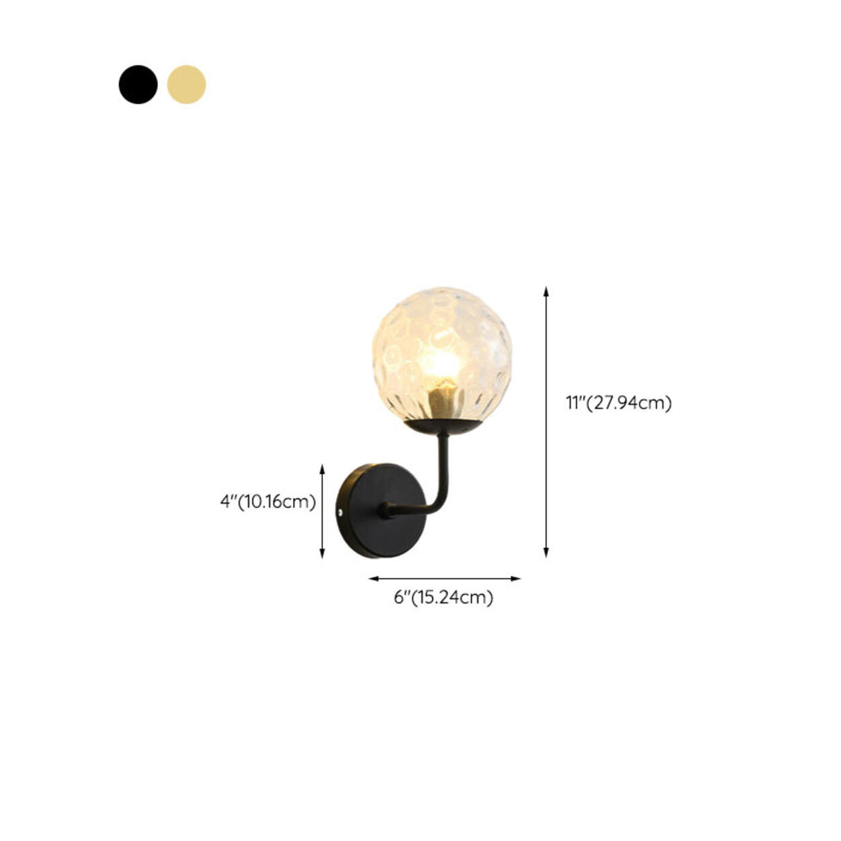 Modern Mini Black Globe LED Metal Wall Sconce 