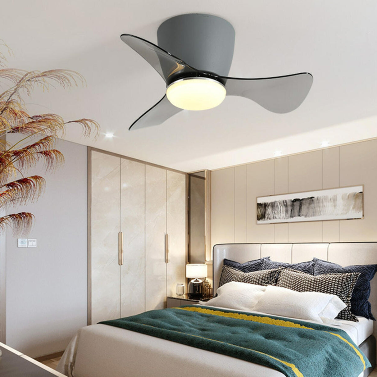 Modern Mini Cone 3 Blade Ceiling Fan with LED Light Image - 18