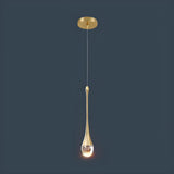 Modern Mini Crystal Teardrop Bedroom Pendant Light Image - 11