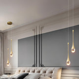 Modern Mini Crystal Teardrop Bedroom Pendant Light Image - 22