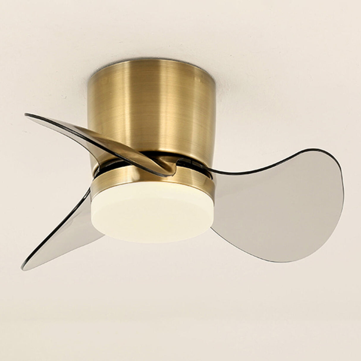 Modern Mini Flush Mount Metal Ceiling Fan with Light Image - 11