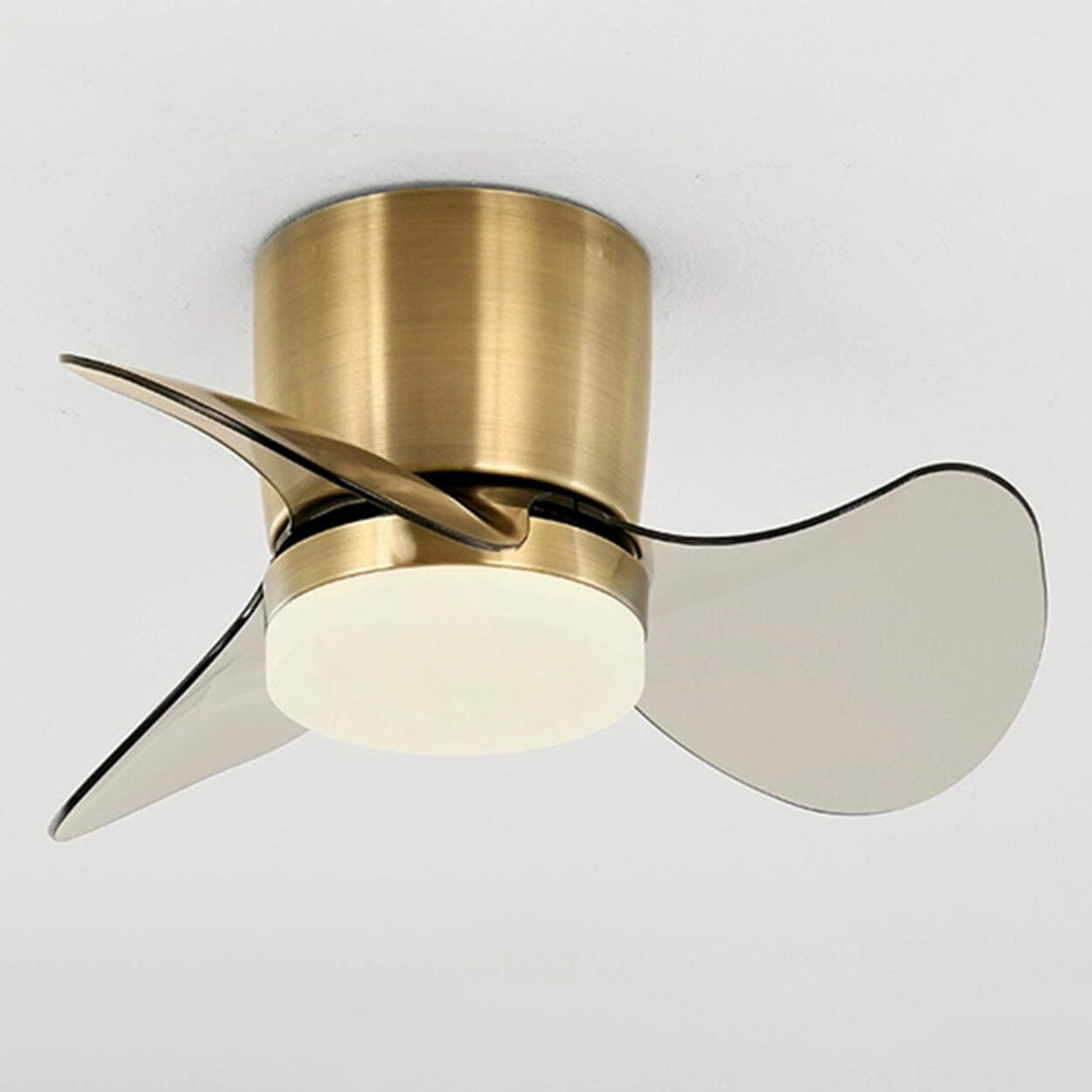 Modern Mini Flush Mount Metal Ceiling Fan with Light Image - 9