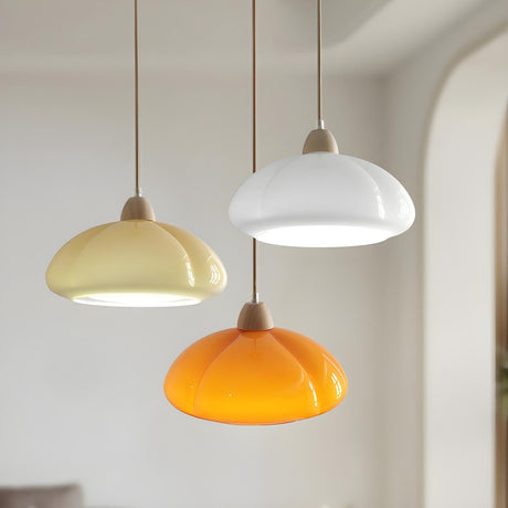 Modern Mini Orange Glass Dome Dining Room Pendant Light Image - 1