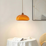 Modern Mini Orange Glass Dome Dining Room Pendant Light Image - 6