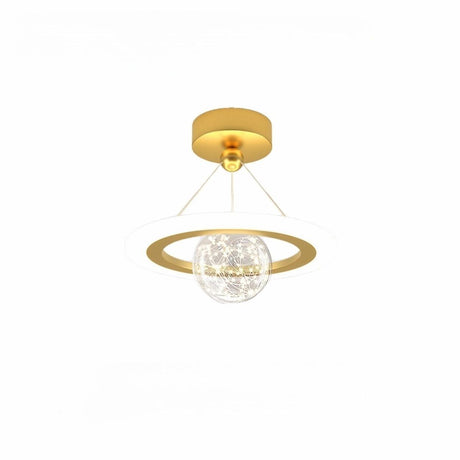 Modern Mini Orbital Gold LED Halo Pendant Chandelier Image - 2