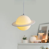 Modern Mini Saturn Planet Resin Pendant Light Image - 1