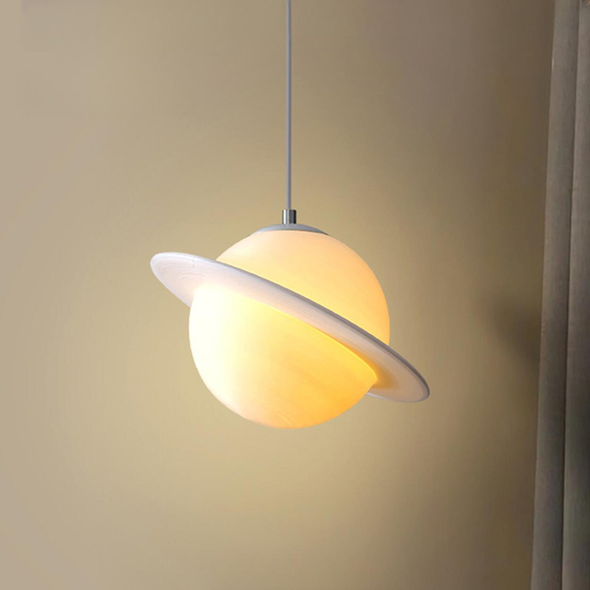 Modern Mini Saturn Planet Resin Pendant Light Image - 6