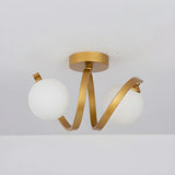 Modern Mini Spiral Ball Glass Flush Mount Light 2-Light Image - 11