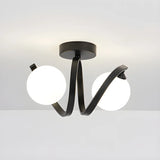 Modern Mini Spiral Ball Glass Flush Mount Light 2-Light Image - 9