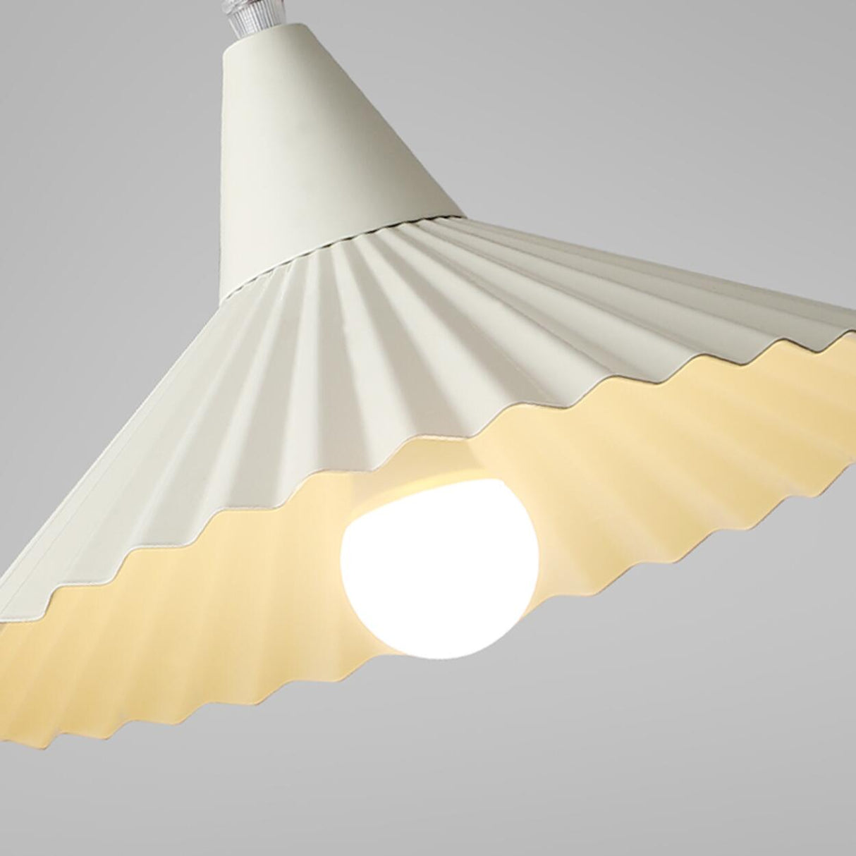 Modern Mini Wooden Pleated Cone Pendant Light Bedroom Image - 13