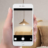 Modern Mini Wooden Pleated Cone Pendant Light Bedroom Image - 15