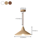 Modern Mini Wooden Pleated Cone Pendant Light Bedroom #size