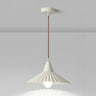 Modern Mini Wooden Pleated Cone Pendant Light Bedroom Image - 5