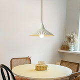 Modern Mini Wooden Pleated Cone Pendant Light Bedroom Image - 7