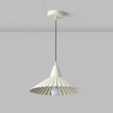 Modern Mini Wooden Pleated Cone Pendant Light Bedroom Image - 8