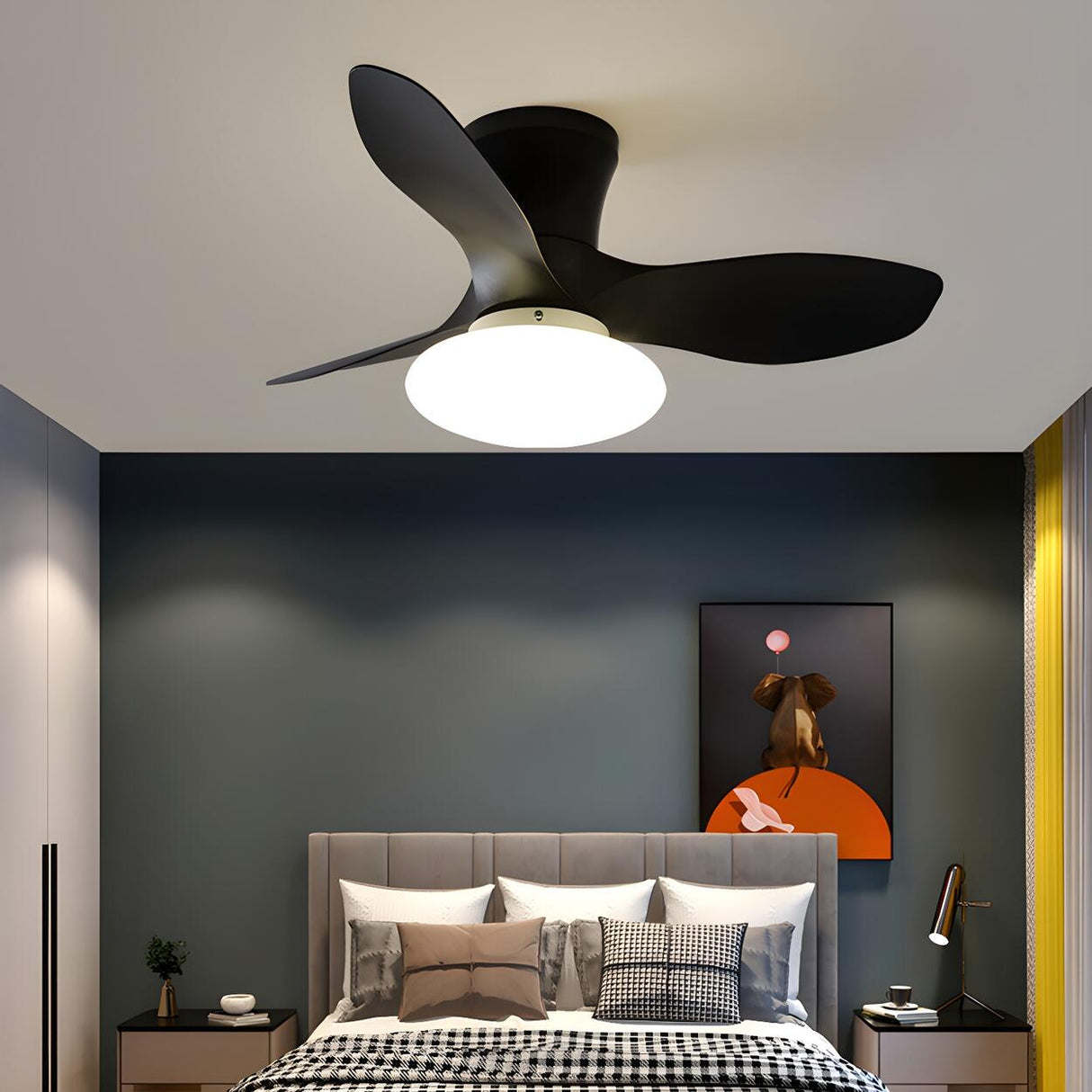 Modern Minimalist 3-Blade Ceiling Fan with LED Light Image - 17