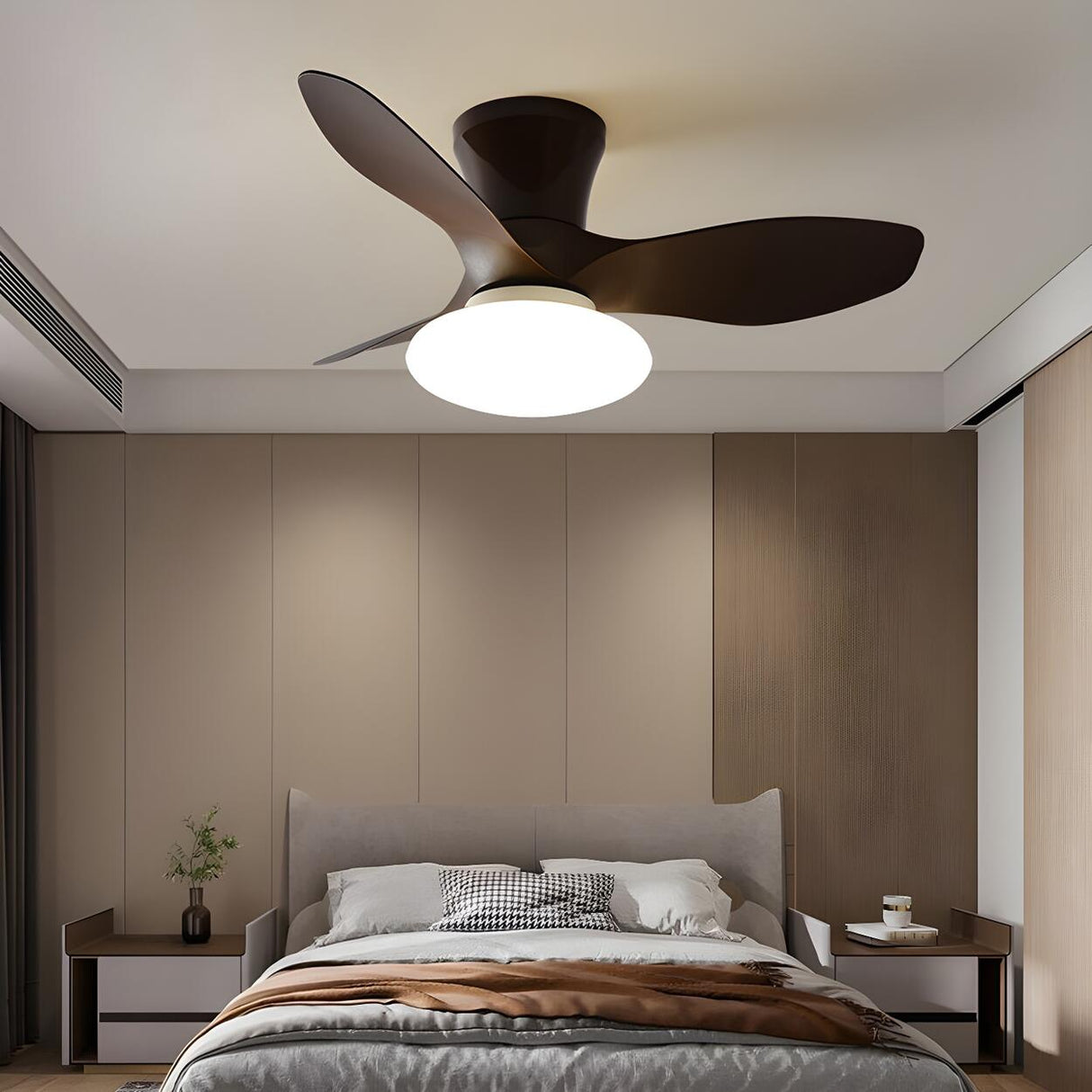 Modern Minimalist 3-Blade Ceiling Fan with LED Light Image - 18