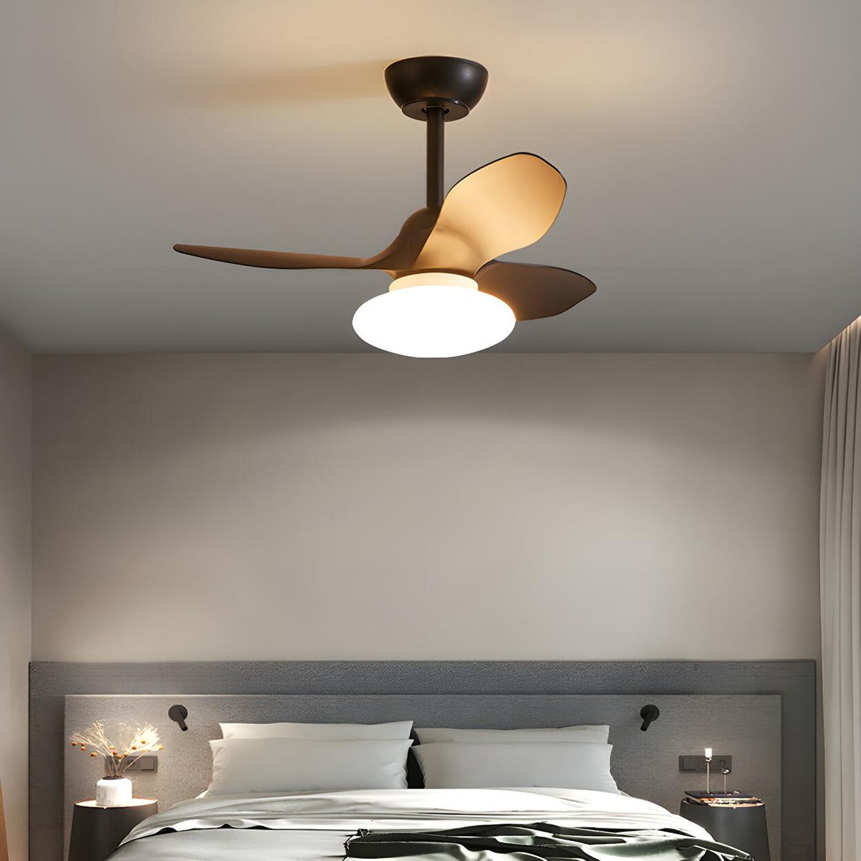 Modern Minimalist 3-Blade Ceiling Fan with LED Light Image - 19