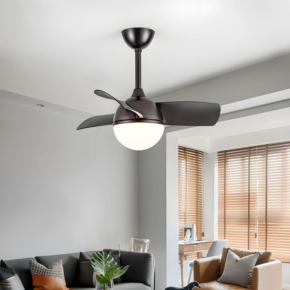 Modern Minimalist 3 Blade Small Ceiling Fan with Light Image - 1