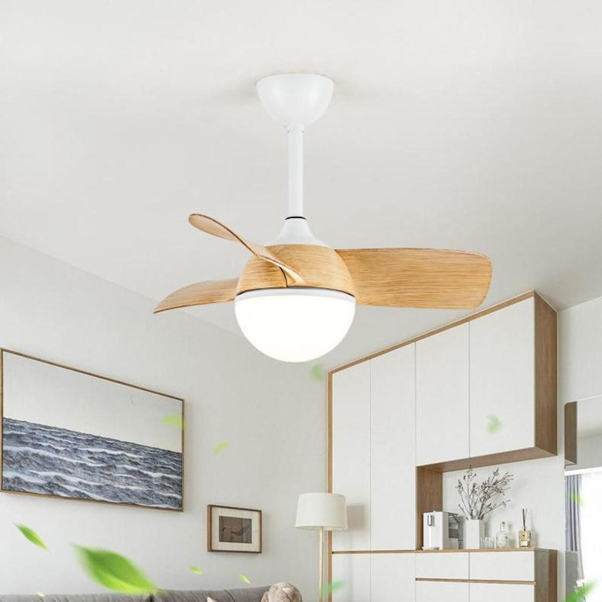 Modern Minimalist 3 Blade Small Ceiling Fan with Light Image - 15