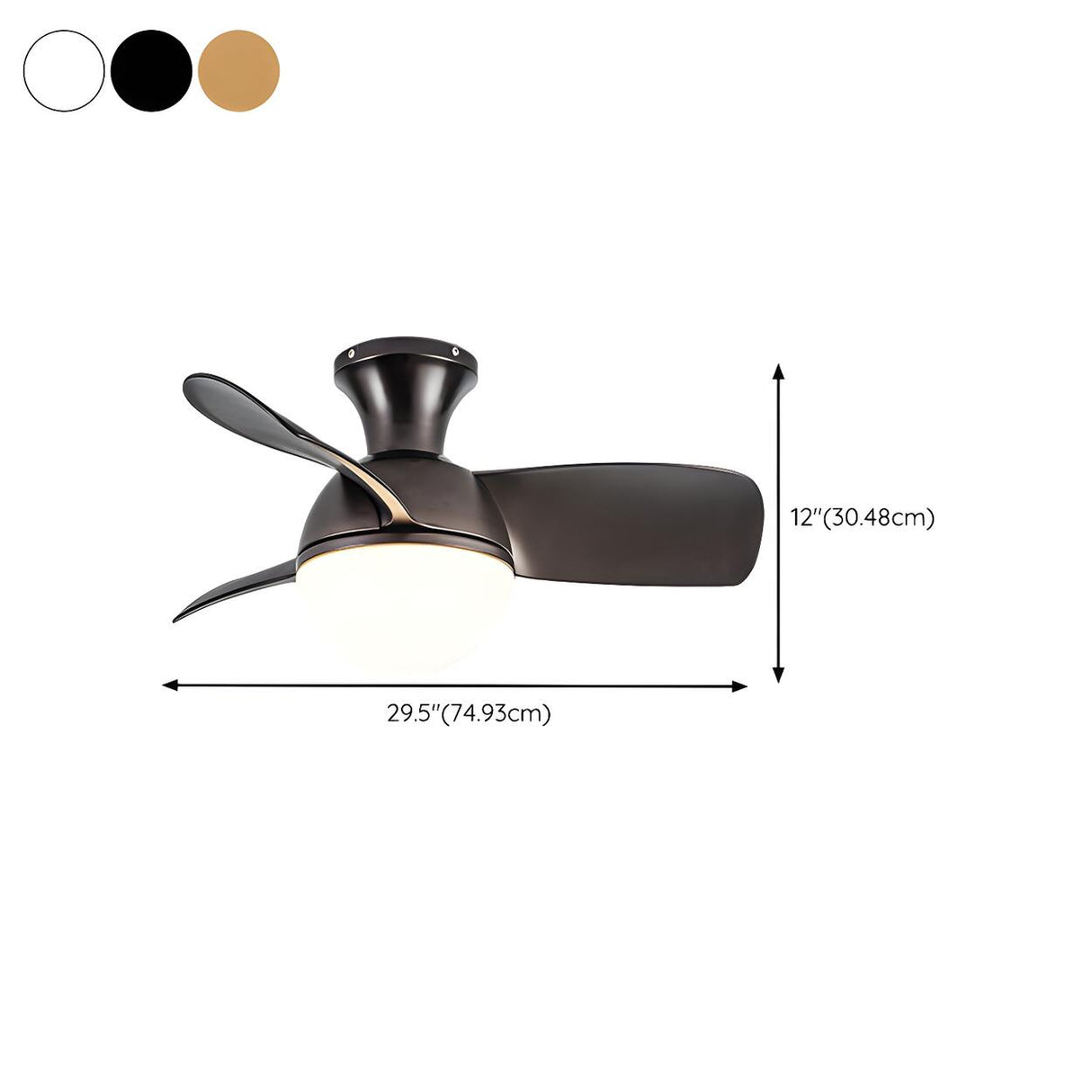 Modern Minimalist 3 Blade Small Ceiling Fan with Light Image - 22