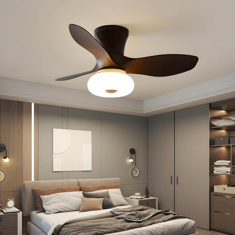 Modern Minimalist 3 Blade Wood Ceiling Fan with Light Image - 1