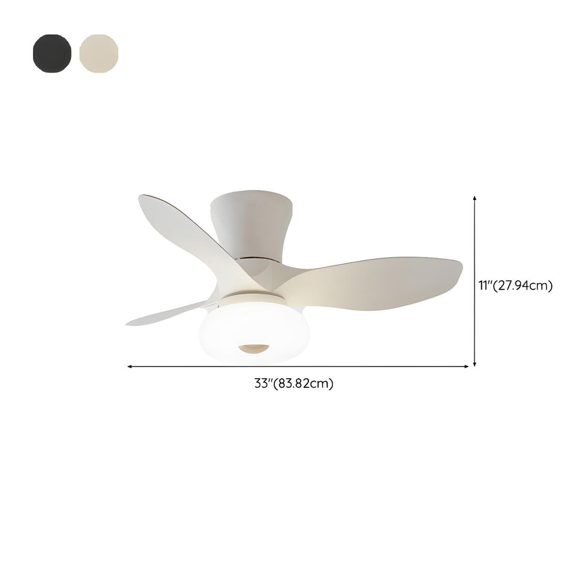 Modern Minimalist 3 Blade Wood Ceiling Fan with Light 