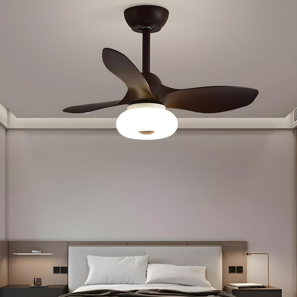 Modern Minimalist 3 Blade Wood Ceiling Fan with Light Image - 8