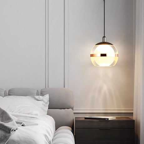 Modern Minimalist Acrylic Glass Globe LED Pendant Light Image - 1