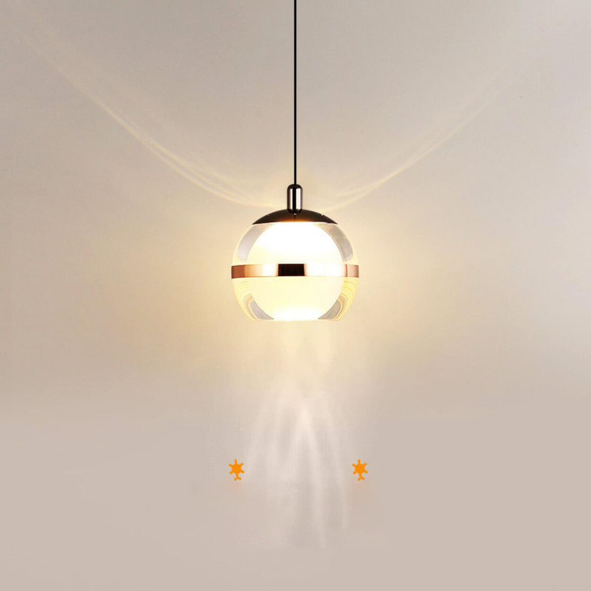 Modern Minimalist Acrylic Glass Globe LED Pendant Light Image - 7