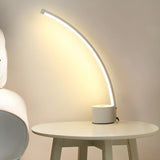 Modern Minimalist Arc Metal LED Table Lamp Bedroom Image - 4