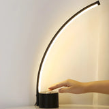 Modern Minimalist Arc Metal LED Table Lamp Bedroom Image - 6