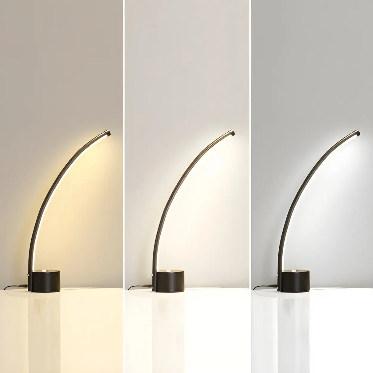 Modern Minimalist Arc Metal LED Table Lamp Bedroom Image - 9