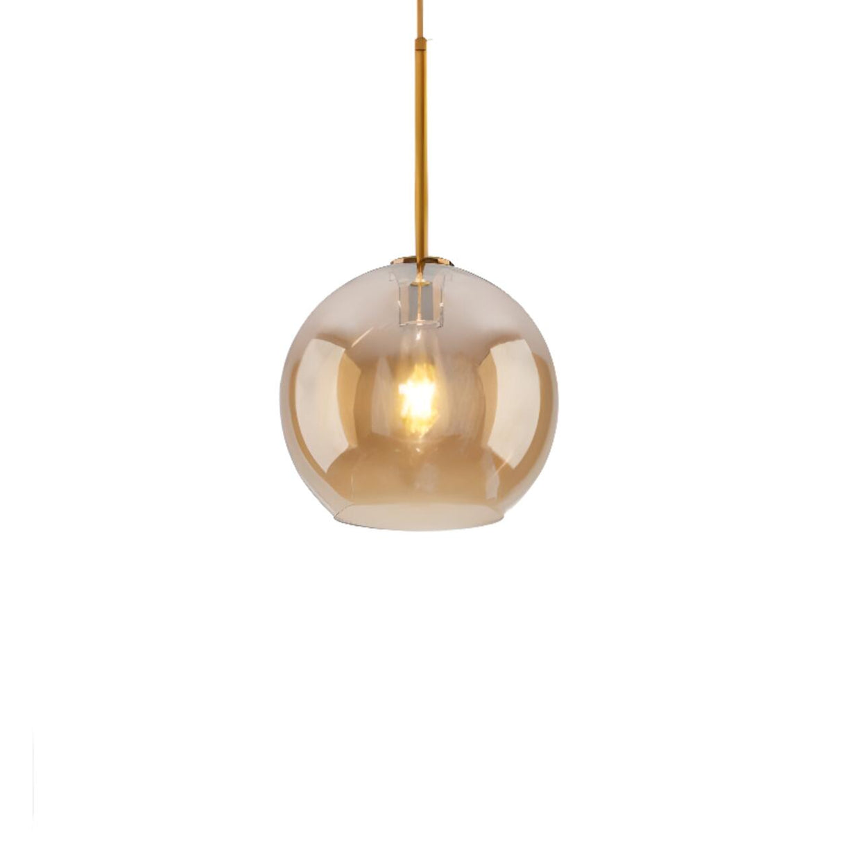 Modern Minimalist Ball Clear Glass Brass Pendant Light Image - 11