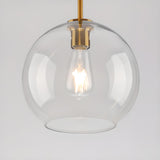 Modern Minimalist Ball Clear Glass Brass Pendant Light Image - 13