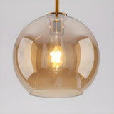 Modern Minimalist Ball Clear Glass Brass Pendant Light Image - 14