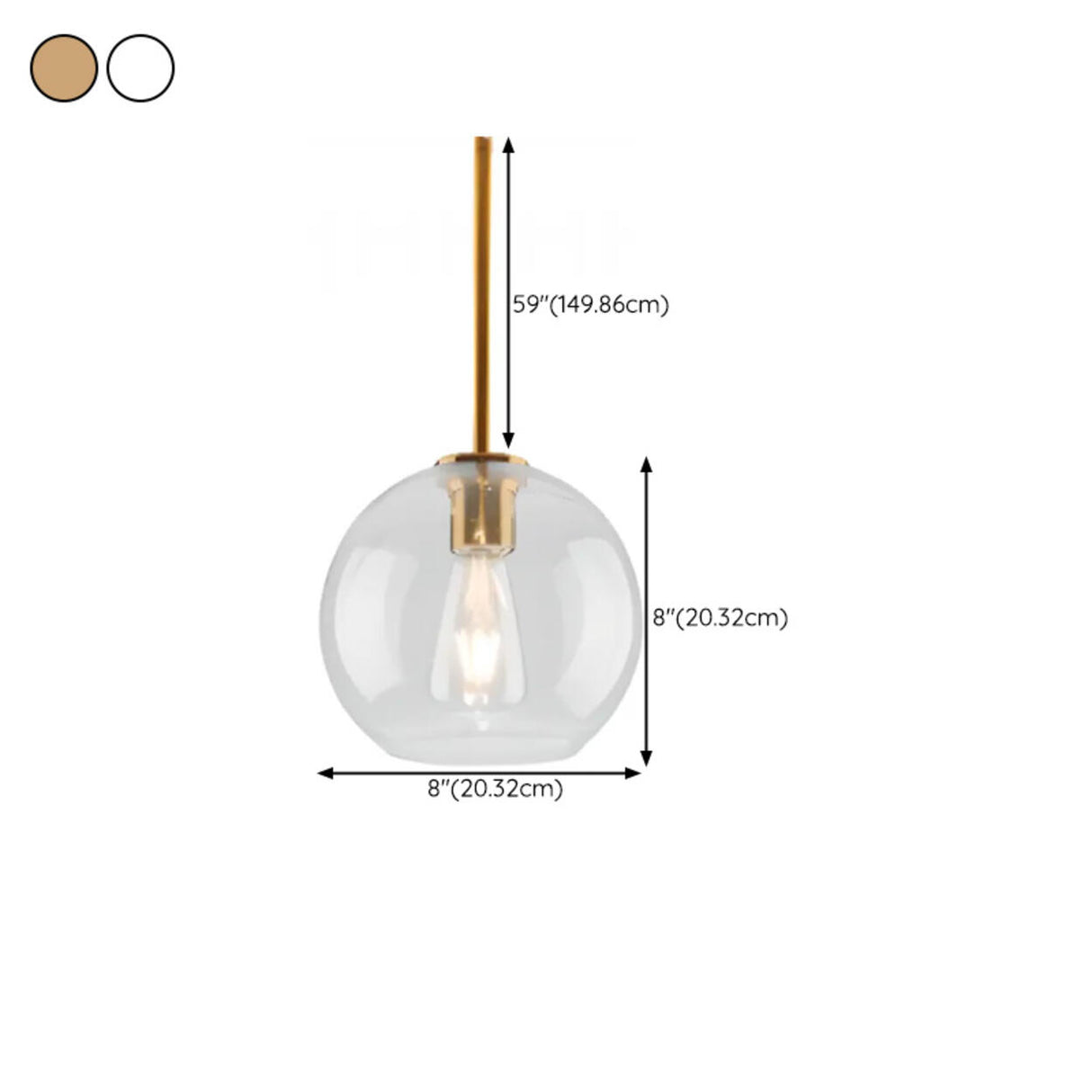 Modern Minimalist Ball Clear Glass Brass Pendant Light 