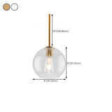 Modern Minimalist Ball Clear Glass Brass Pendant Light #size