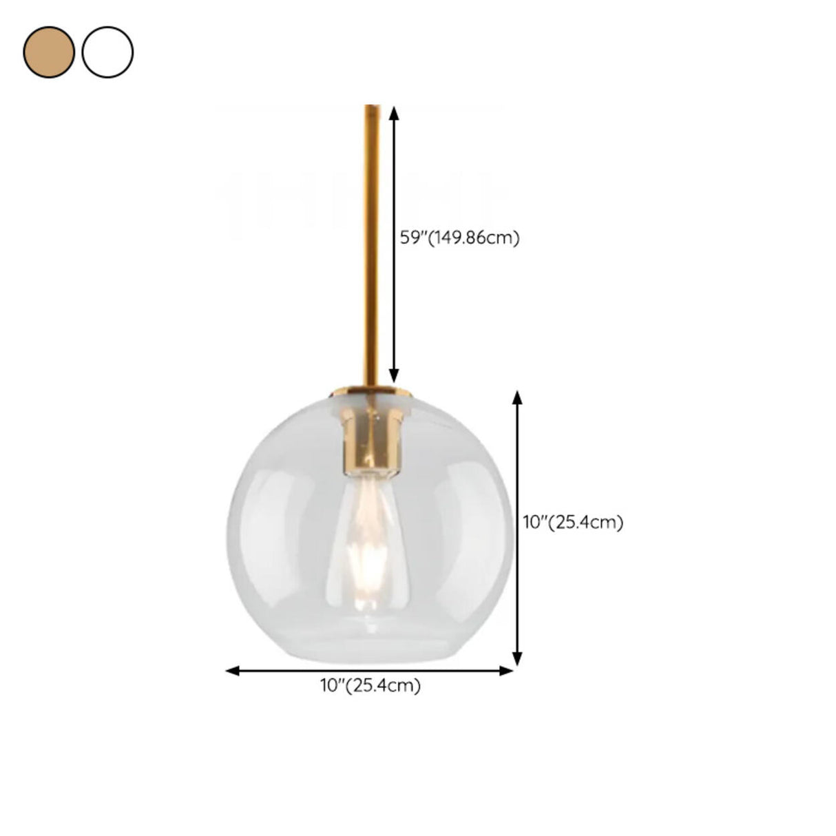 Modern Minimalist Ball Clear Glass Brass Pendant Light Image - 16