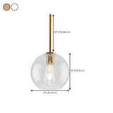 Modern Minimalist Ball Clear Glass Brass Pendant Light Image - 16