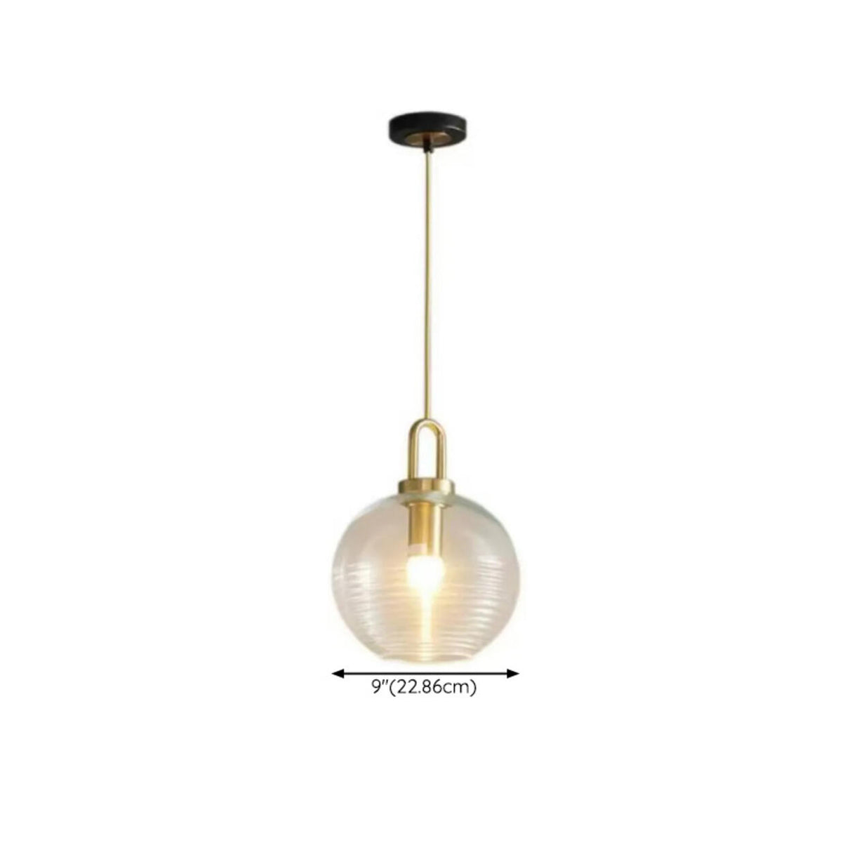 Modern Minimalist Ball Clear Glass Brass Pendant Light Image - 17