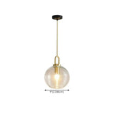 Modern Minimalist Ball Clear Glass Brass Pendant Light Image - 17