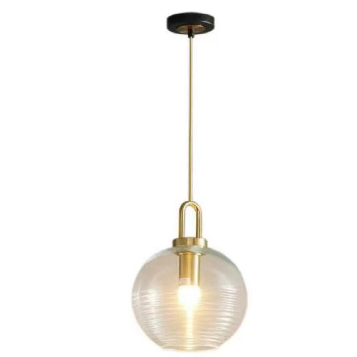 Modern Minimalist Ball Clear Glass Brass Pendant Light Image - 5