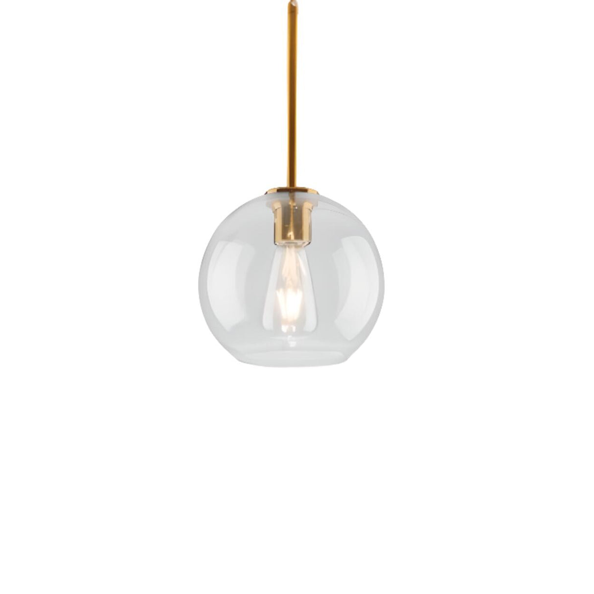 Modern Minimalist Ball Clear Glass Brass Pendant Light Image - 9