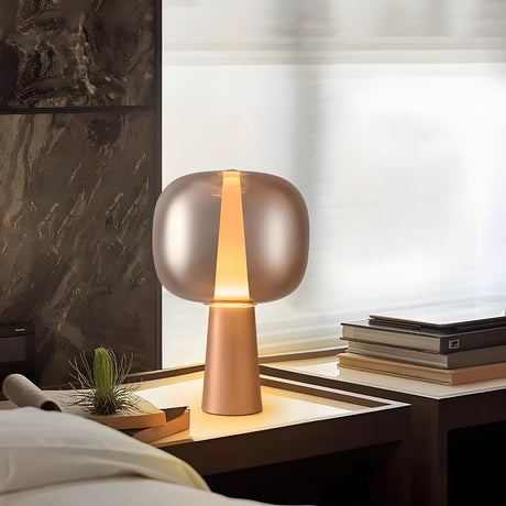 Modern Minimalist Ball Glass Shade Cone Base Table Lamp Image - 1