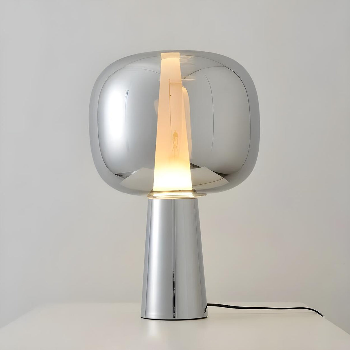 Modern Minimalist Ball Glass Shade Cone Base Table Lamp Image - 8